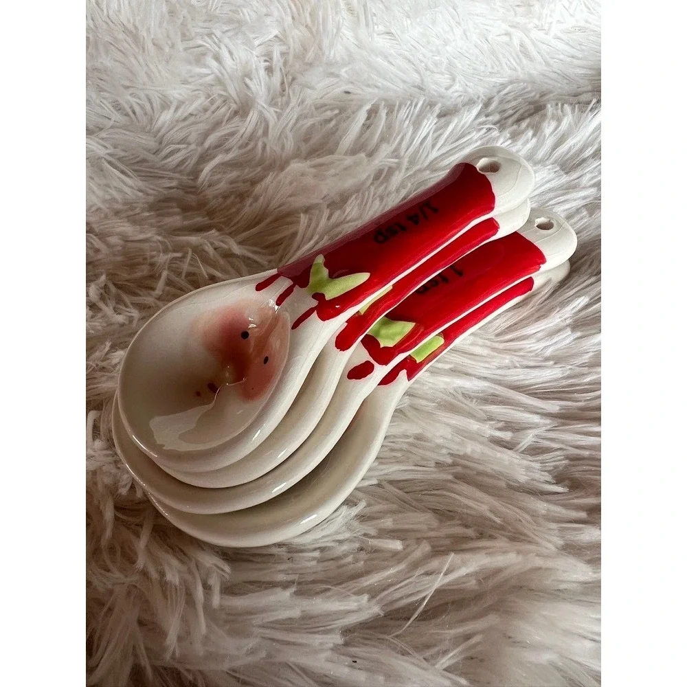 Santa Measuring Spoons Holiday Set Christmas Porcelain Decorative Grandmacore